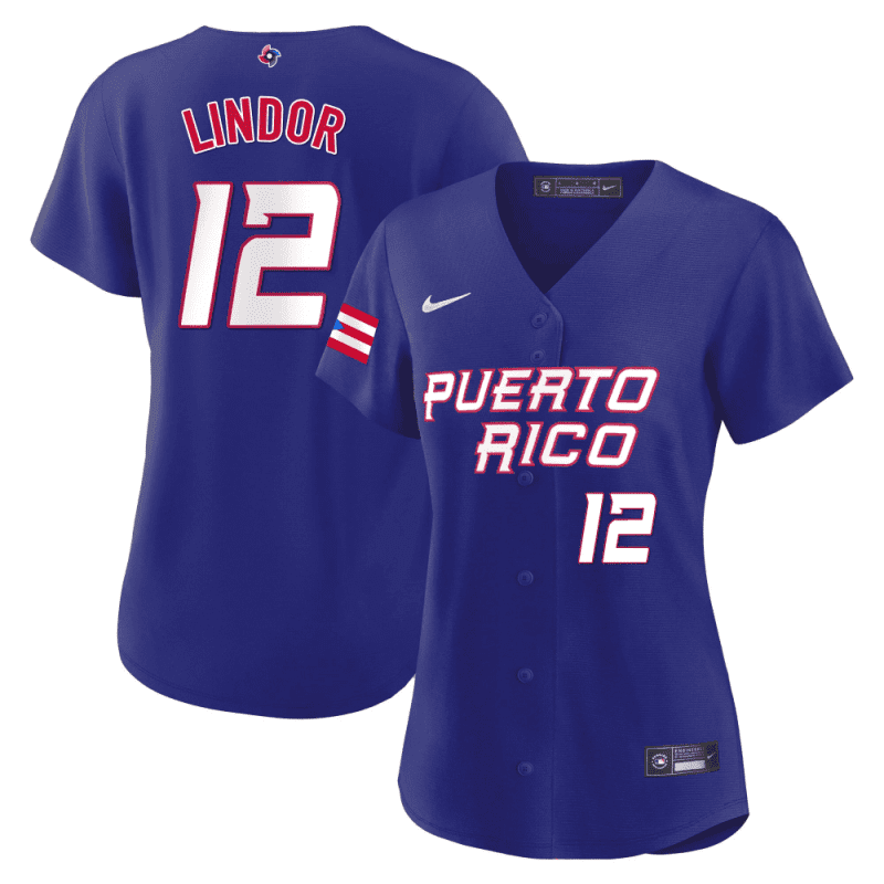 francisco lindor 12 puerto rico 2023 world baseball classic baseball women jersey royal