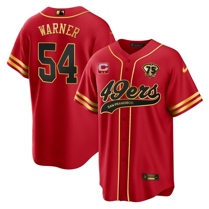 fred warner 54 san francisco 49ers baseball men jersey black red