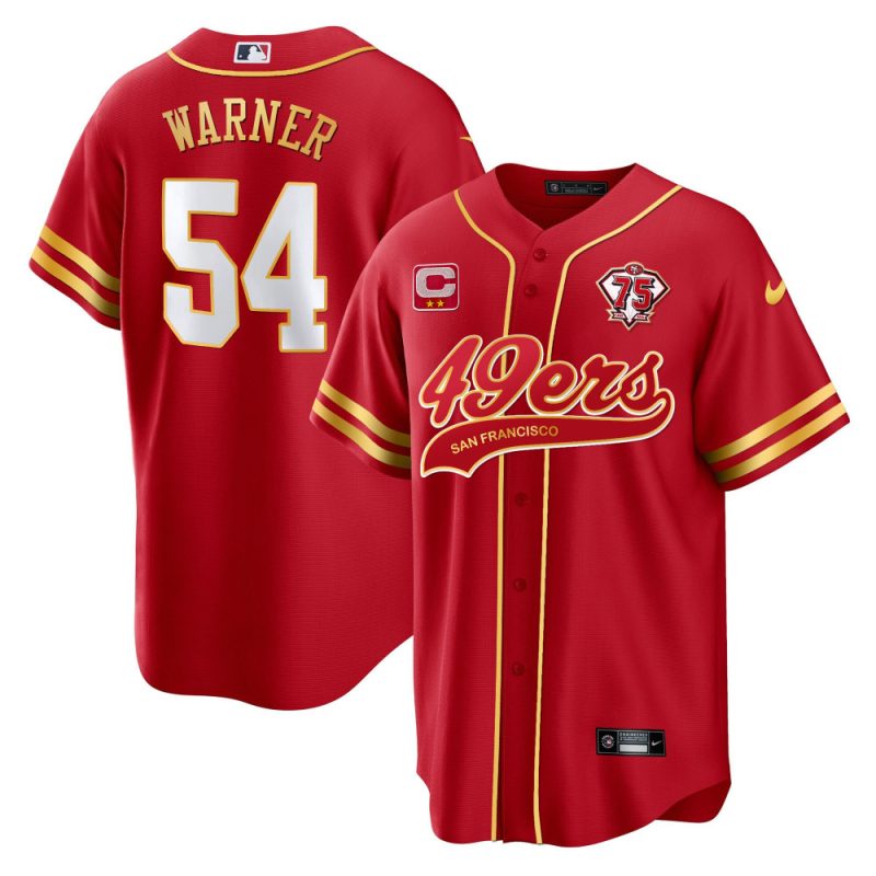 fred warner 54 san francisco 49ers baseball men jersey red