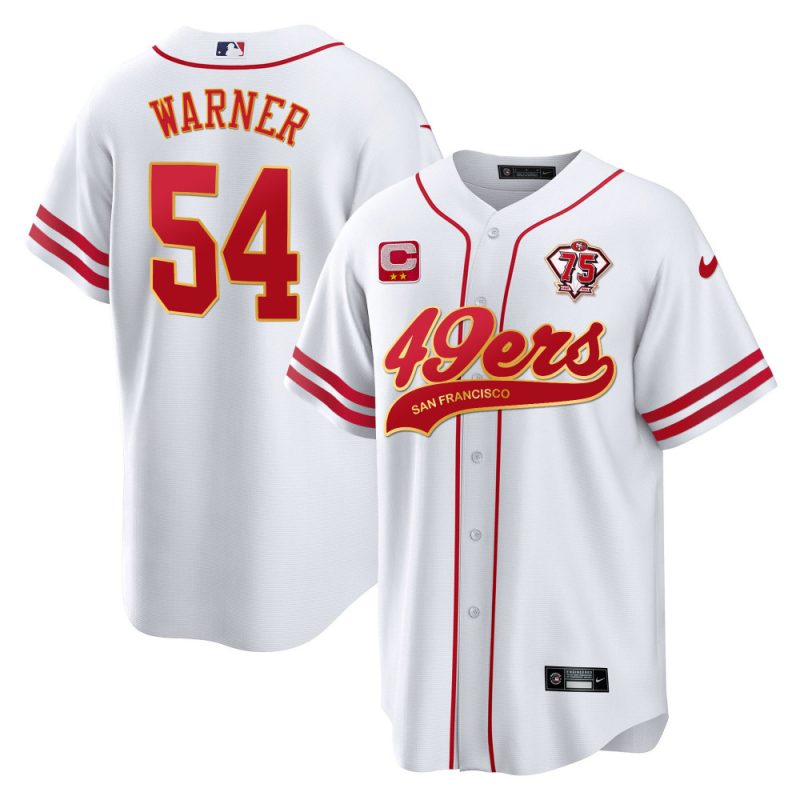 fred warner 54 san francisco 49ers baseball men jersey white