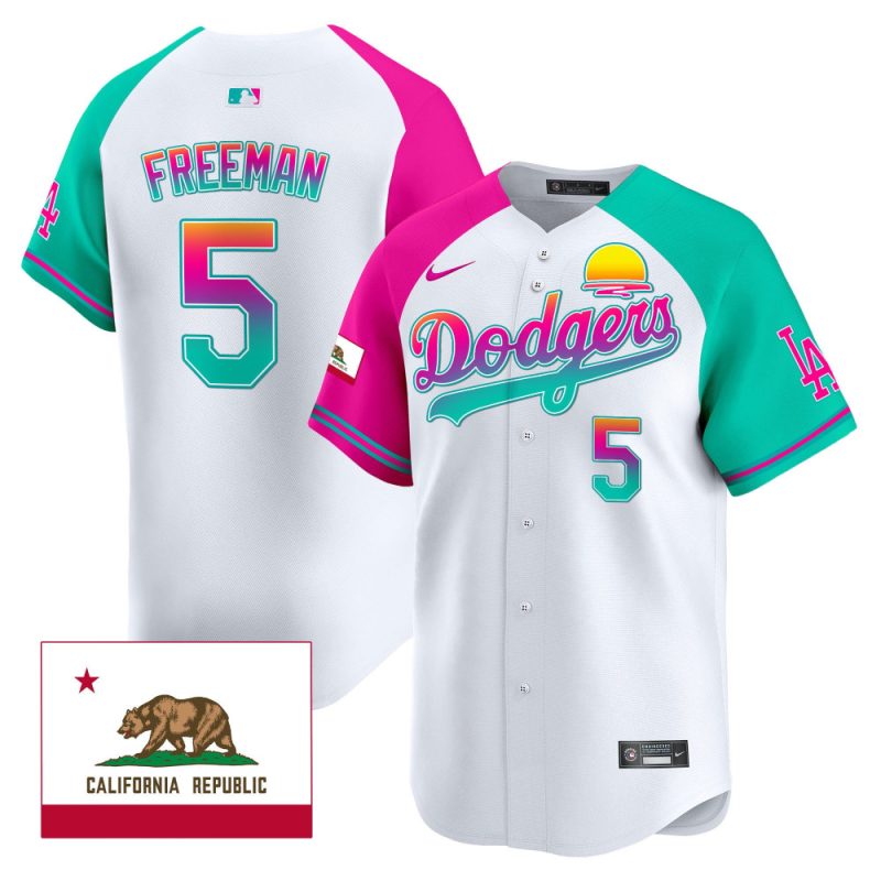 freddie freeman 5 los angeles dodgers 2024 los angeles city style california republic patch men jersey alternate