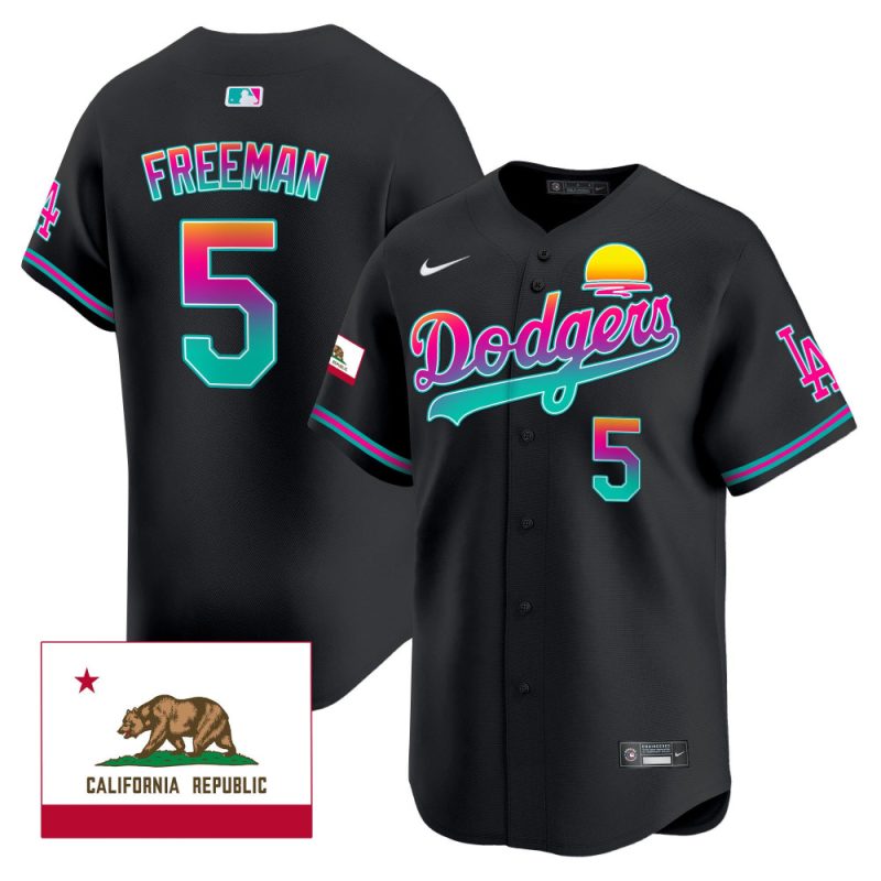 freddie freeman 5 los angeles dodgers 2024 los angeles city style california republic patch men jersey black