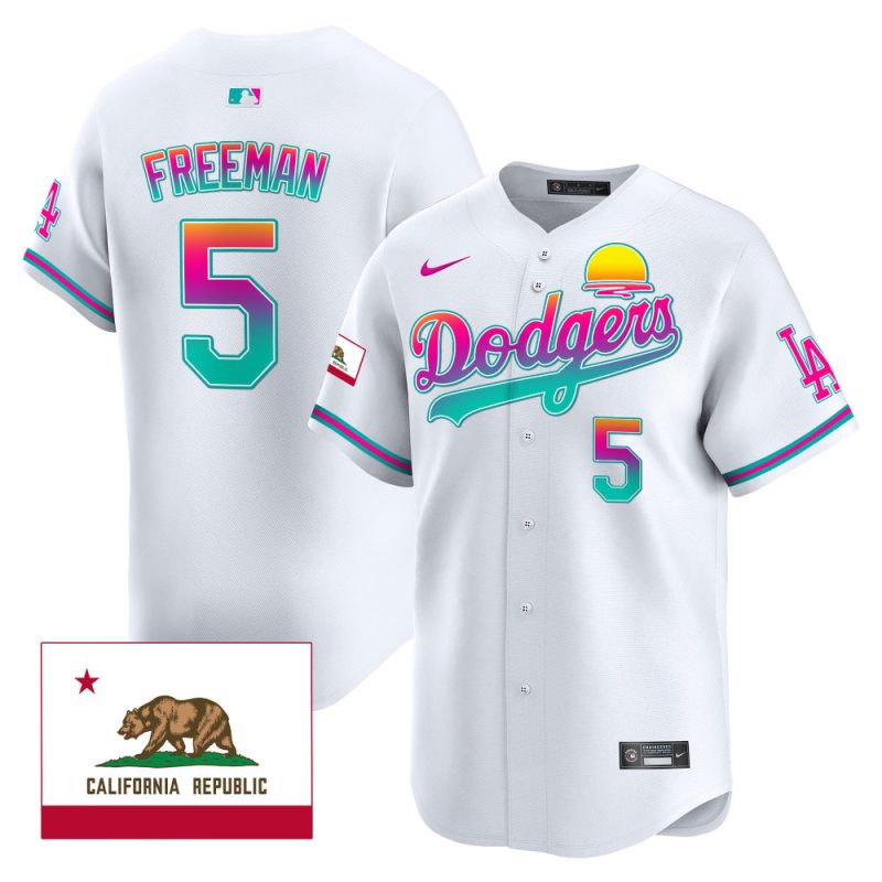 freddie freeman 5 los angeles dodgers 2024 los angeles city style california republic patch men jersey white