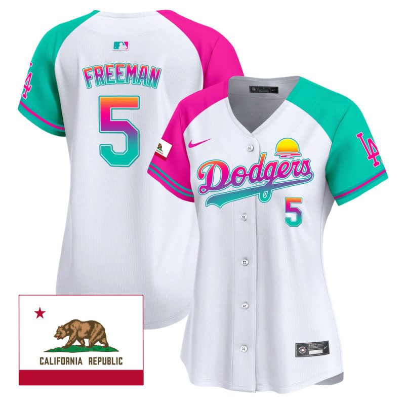 freddie freeman 5 los angeles dodgers 2024 los angeles city style california republic patch women jersey alternate