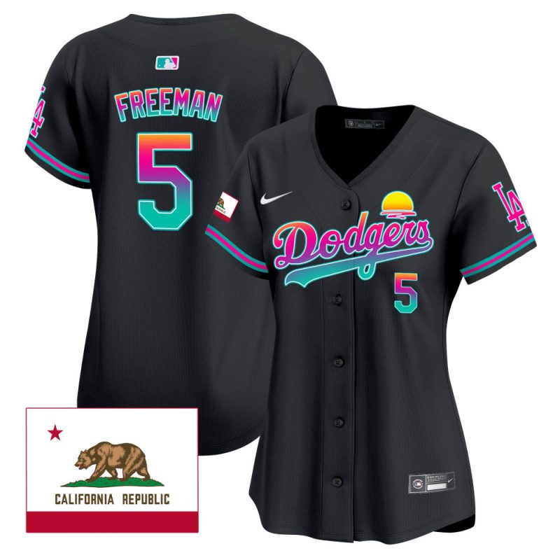 freddie freeman 5 los angeles dodgers 2024 los angeles city style california republic patch women jersey black