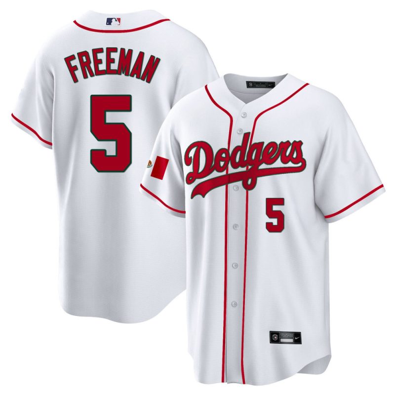 freddie freeman 5 los angeles dodgers mexico baseball men jersey white