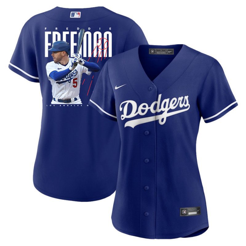 freddie freeman 5 los angeles dodgers signed logo 2023 alternate player women jersey royal