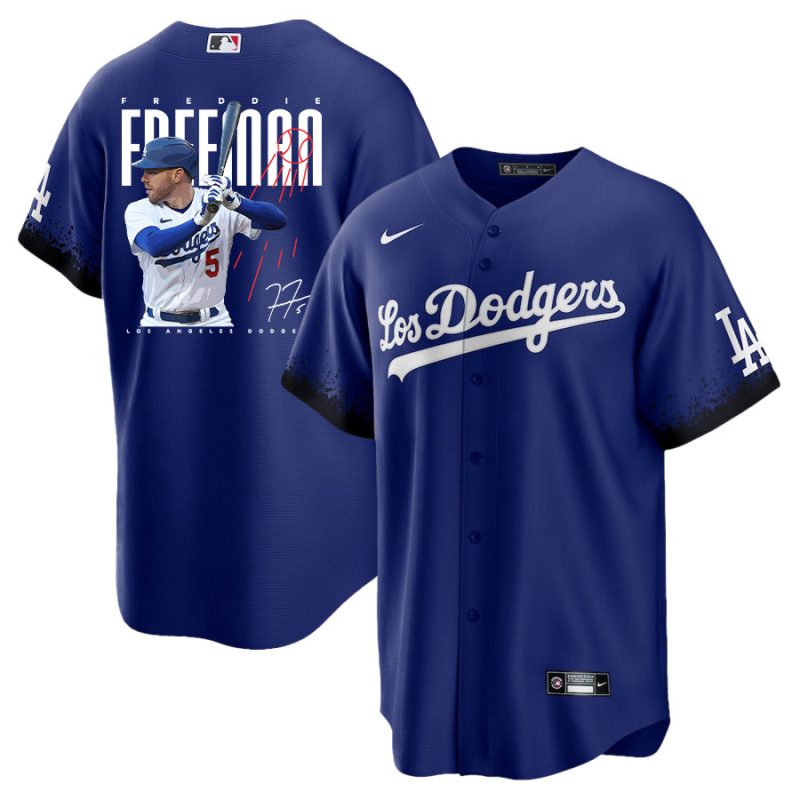 freddie freeman 5 los angeles dodgers signed logo 2023 city connect player men jersey royal