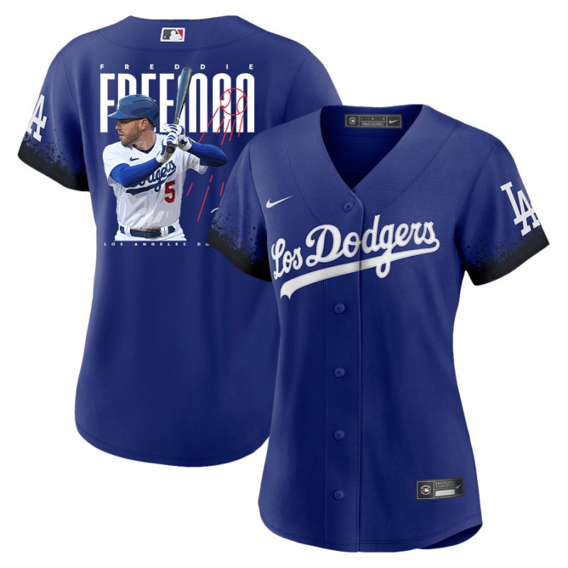 freddie freeman 5 los angeles dodgers signed logo 2023 city connect player women jersey royal