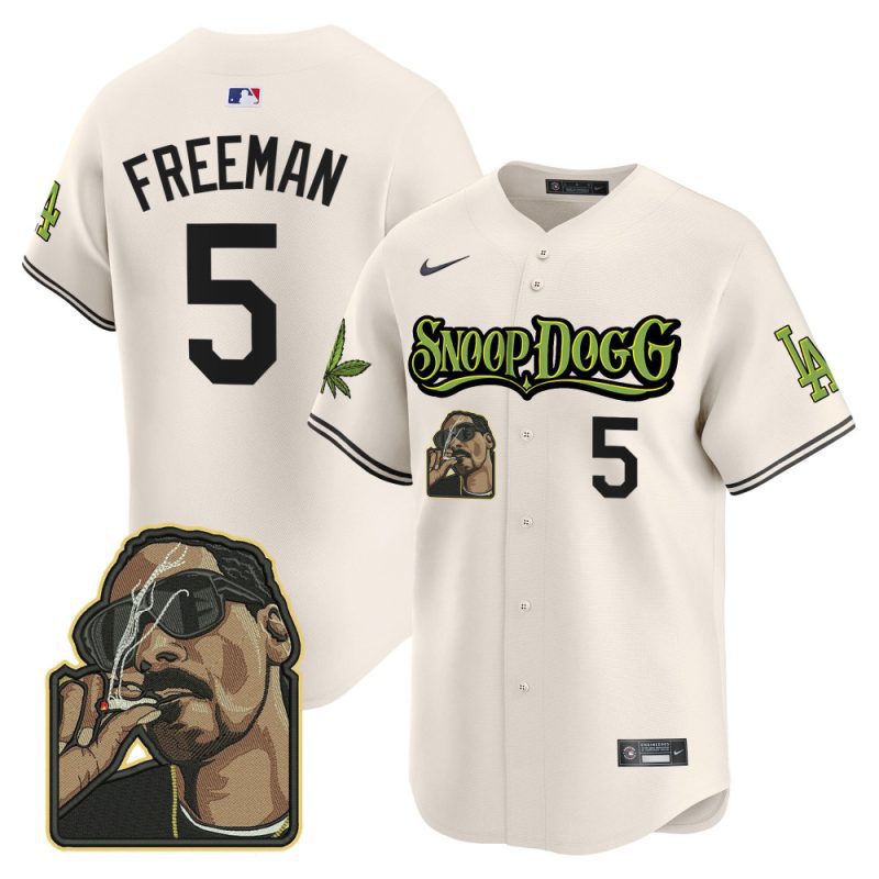 freddie freeman 5 los angeles dodgers snoop dogg men jersey cream