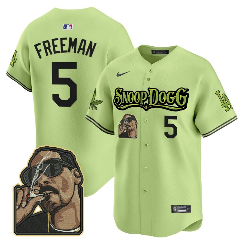 freddie freeman 5 los angeles dodgers snoop dogg men jersey light green