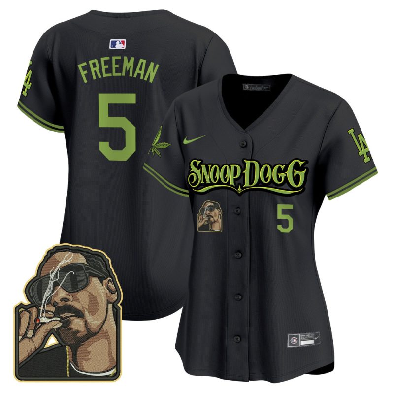 freddie freeman 5 los angeles dodgers snoop dogg women jersey black