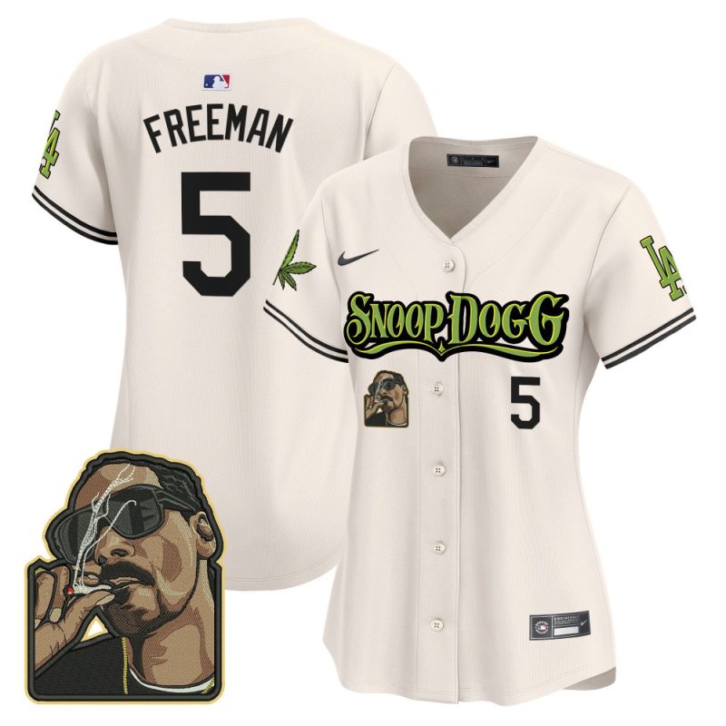 freddie freeman 5 los angeles dodgers snoop dogg women jersey cream