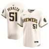 freddy peralta 51 milwaukee brewers home limited player men jersey cream