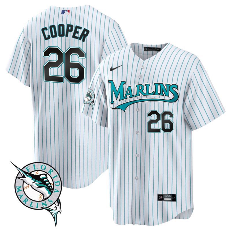 garrett cooper 26 miami marlins throwback men jersey white