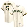 garrett mitchell 5 milwaukee brewers men jersey cream