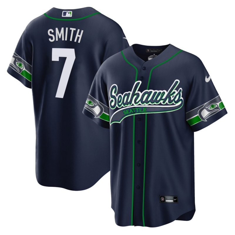 geno smith 7 seattle seahawks men jersey navy