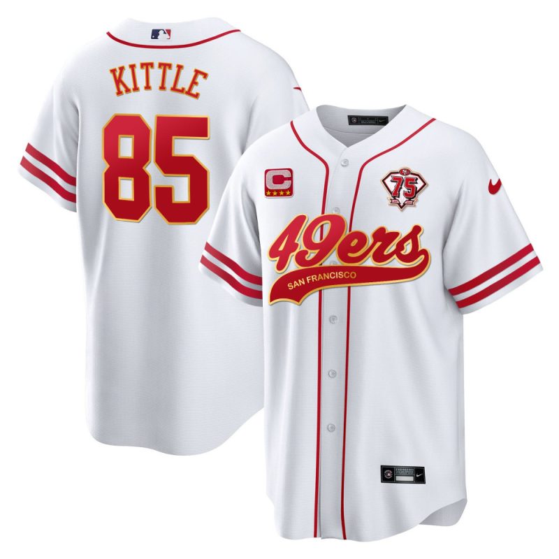 george kittle 85 san francisco 49ers baseball men jersey white