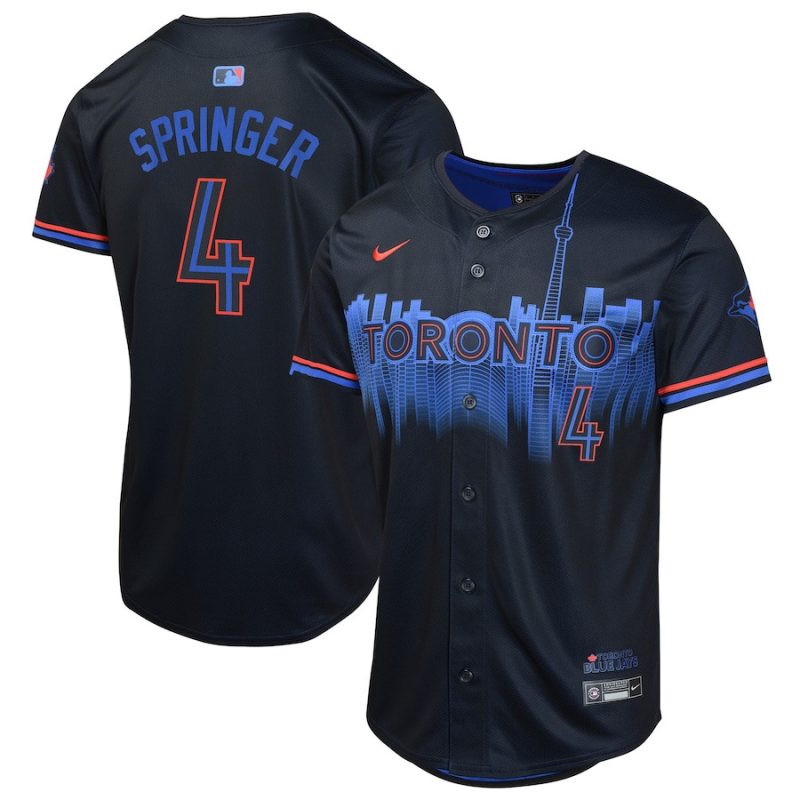 george springer 4 toronto blue jays 2024 city connect limited youth jersey navy