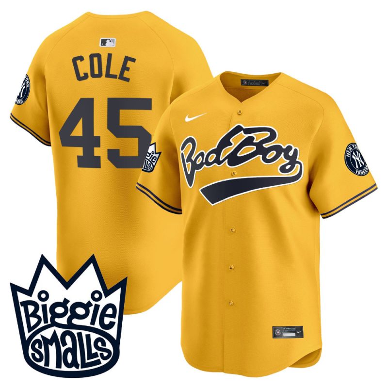 gerrit cole 45 new york yankees biggie smalls men jersey gold