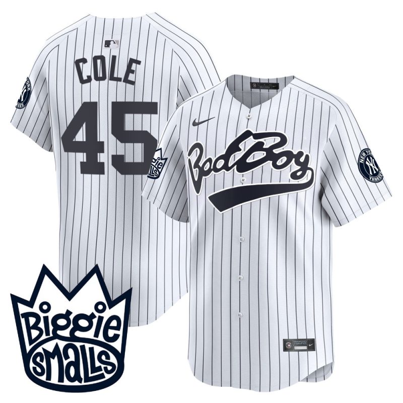 gerrit cole 45 new york yankees biggie smalls men jersey white