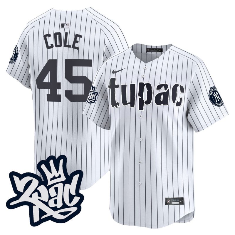 gerrit cole 45 new york yankees tupac shakur men jersey white