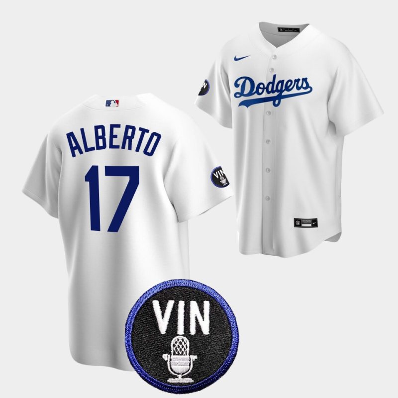 hanser alberto honor vin scully los angeles dodgers white 17 jersey