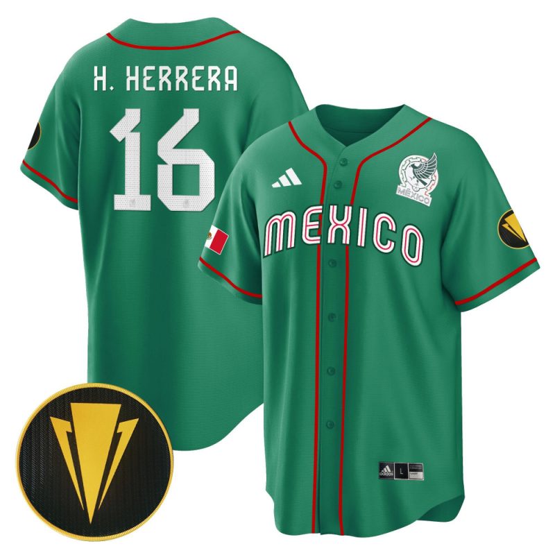 hector herrera 16 mexico national 2023 gold cup champions baseball men jersey green