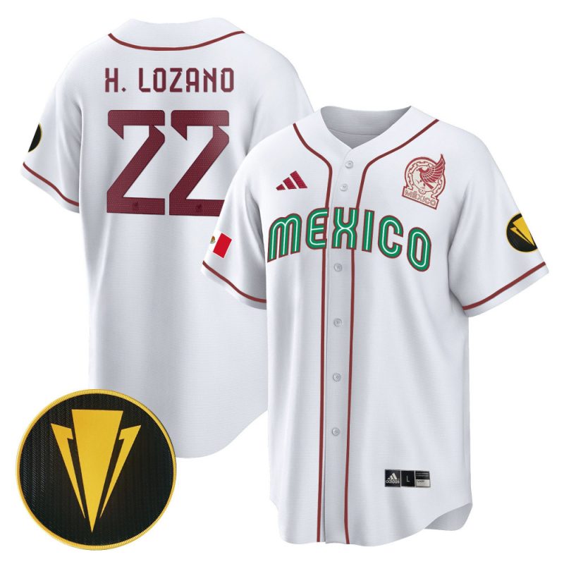 hirving lozano 22 mexico national 2023 gold cup champions baseball men jersey white