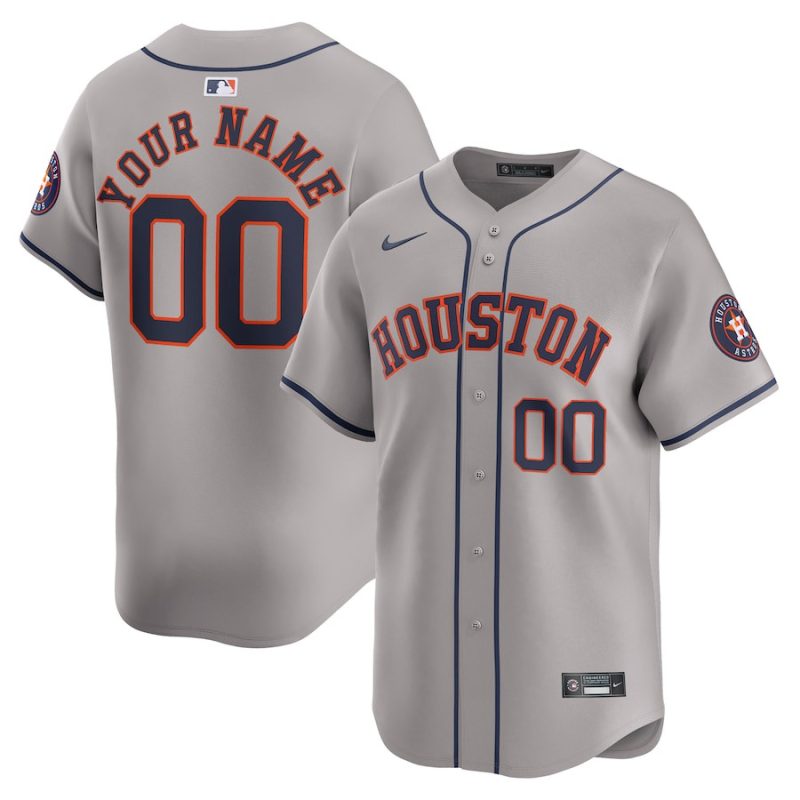 houston astros away limited custom men jersey gray