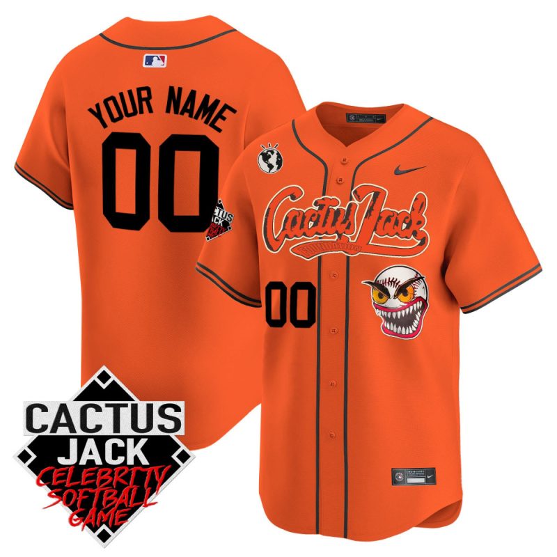 houston astros cactus jack celebrity softball game patch custom men jersey orange