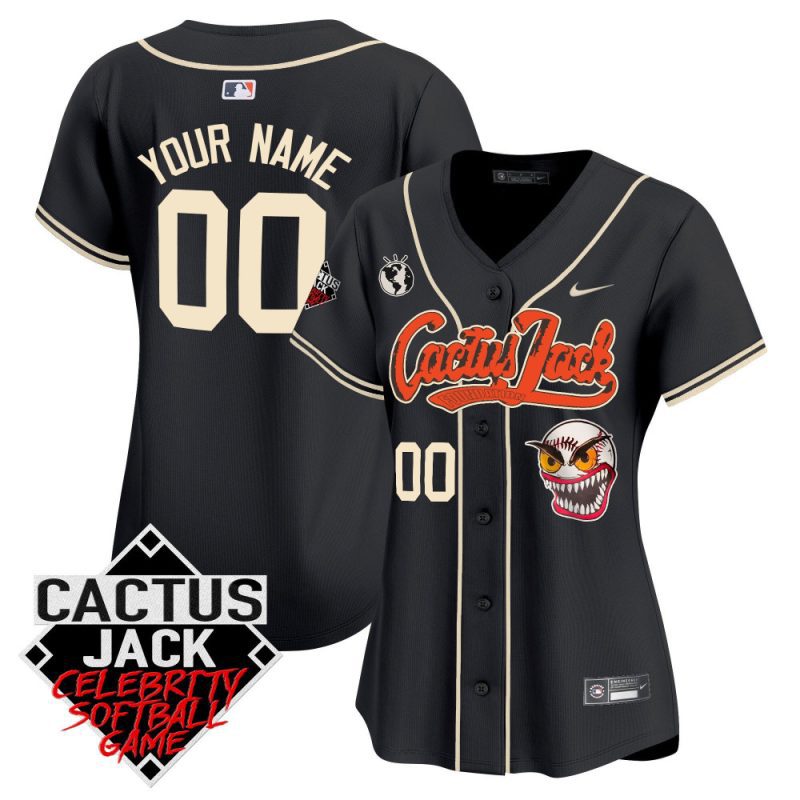 houston astros cactus jack celebrity softball game patch custom women jersey black