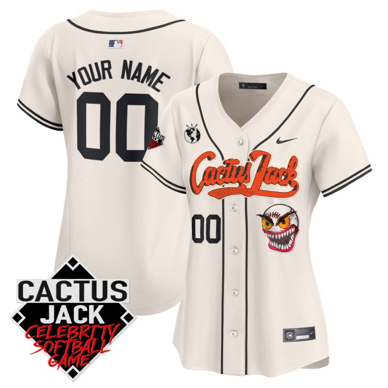 houston astros cactus jack celebrity softball game patch custom women jersey cream