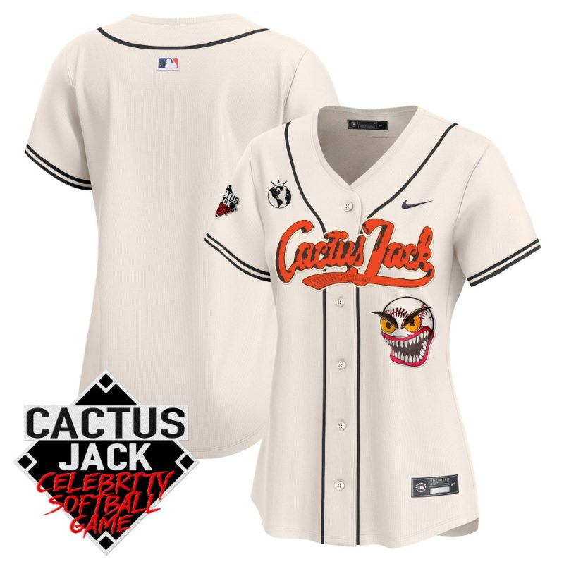 houston astros cactus jack celebrity softball game patch women jersey cream