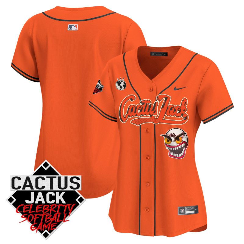 houston astros cactus jack celebrity softball game patch women jersey orange