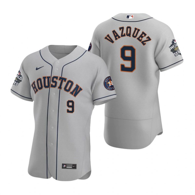 houston astros christian vazquez 9 gray 2022 world series jersey