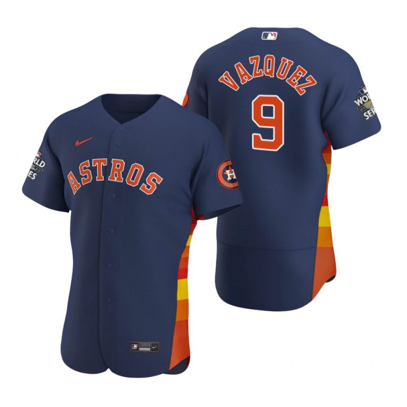 houston astros christian vazquez 9 navy 2022 world series jersey