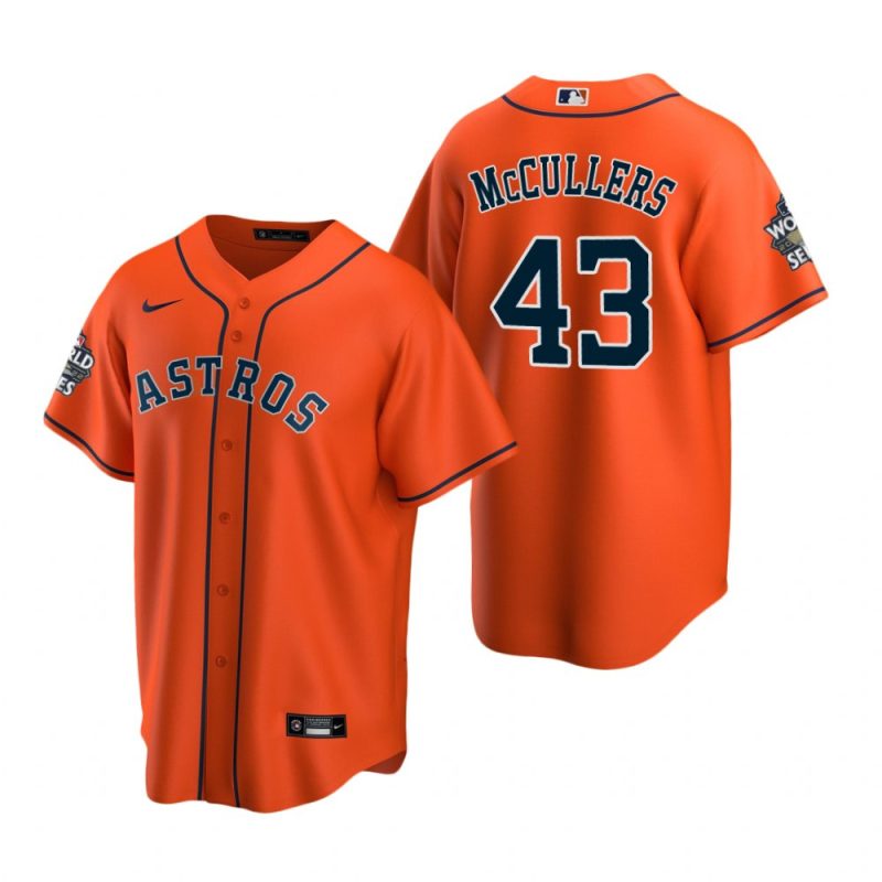 houston astros lance mccullers 43 orange 2022 world series jersey