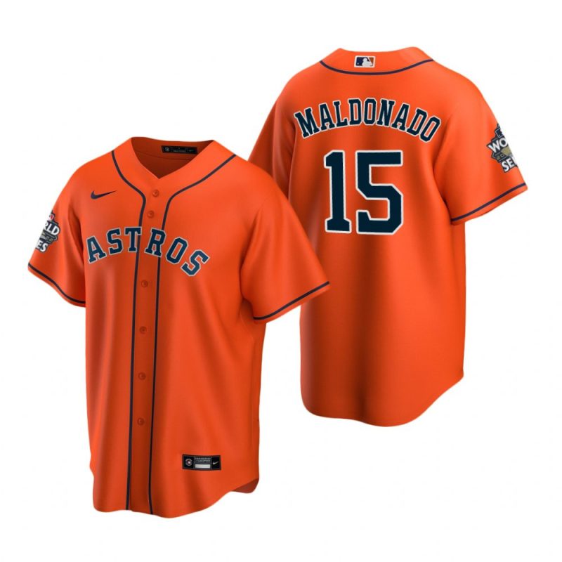 houston astros martin maldonado 15 orange 2022 world series jersey