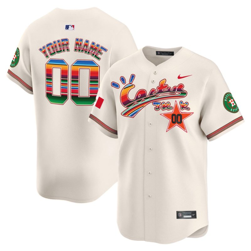 houston astros mexico cactus jack custom men jersey cream