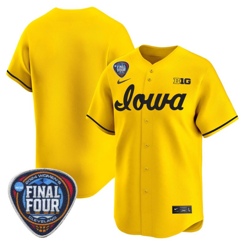 iowa hawkeyes 2024 final four patch men jersey gold