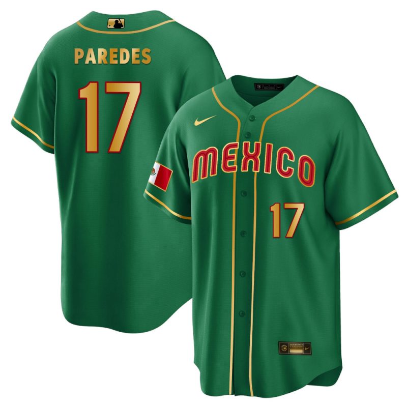 isaac paredes 17 mexico 2023 baseball men jersey green gold