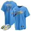 isaac paredes 17 tampa bay rays 25th anniversary patch men jersey light blue