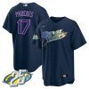 isaac paredes 17 tampa bay rays 25th anniversary patch men jersey navy