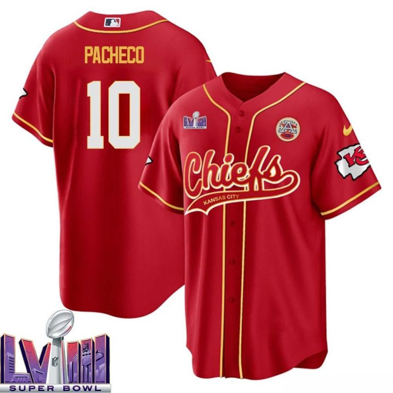 isiah pacheco 10 kansas city chiefs super bowl lviii baseball men jersey red