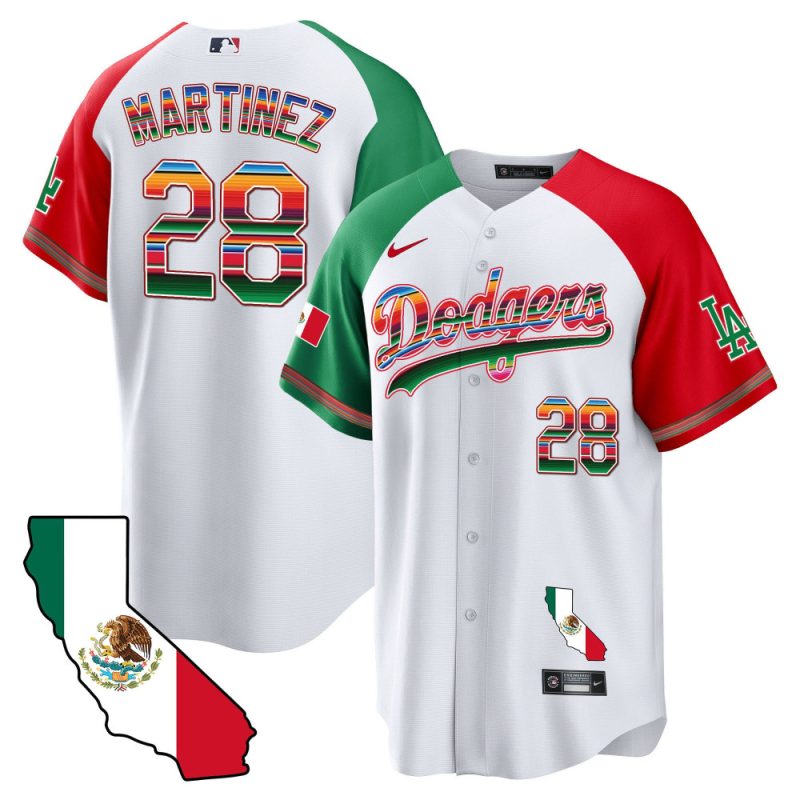 j d martinez 28 los angeles dodgers mexico california map baseball men jersey alternate