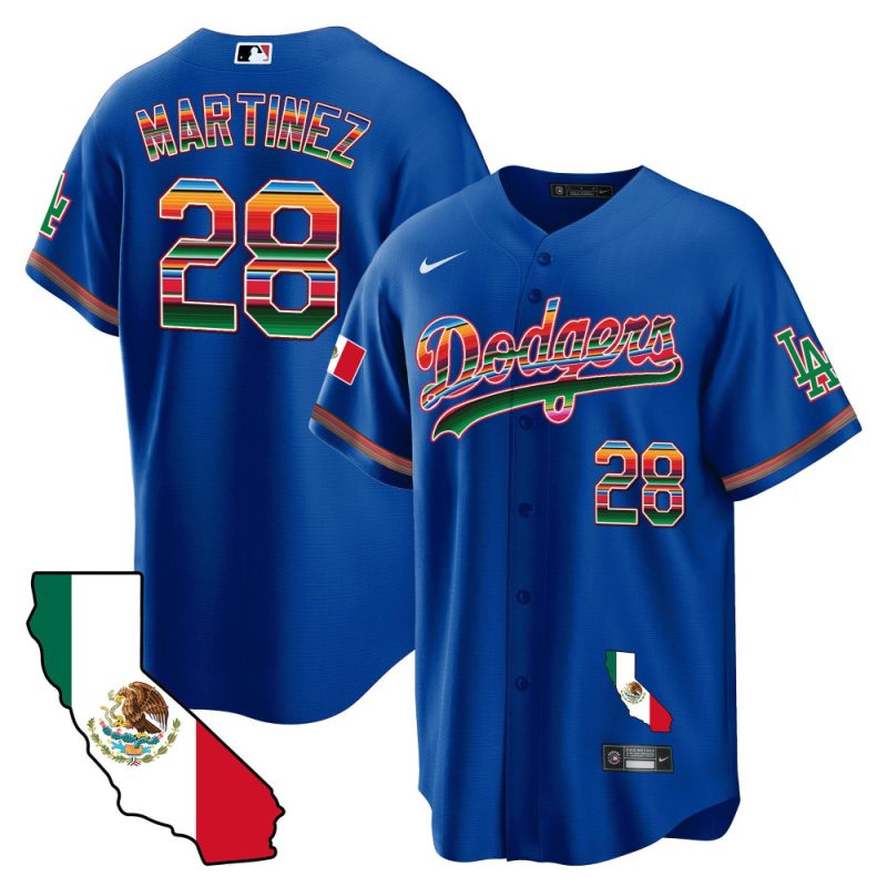 j d martinez 28 los angeles dodgers mexico california map baseball men jersey royal