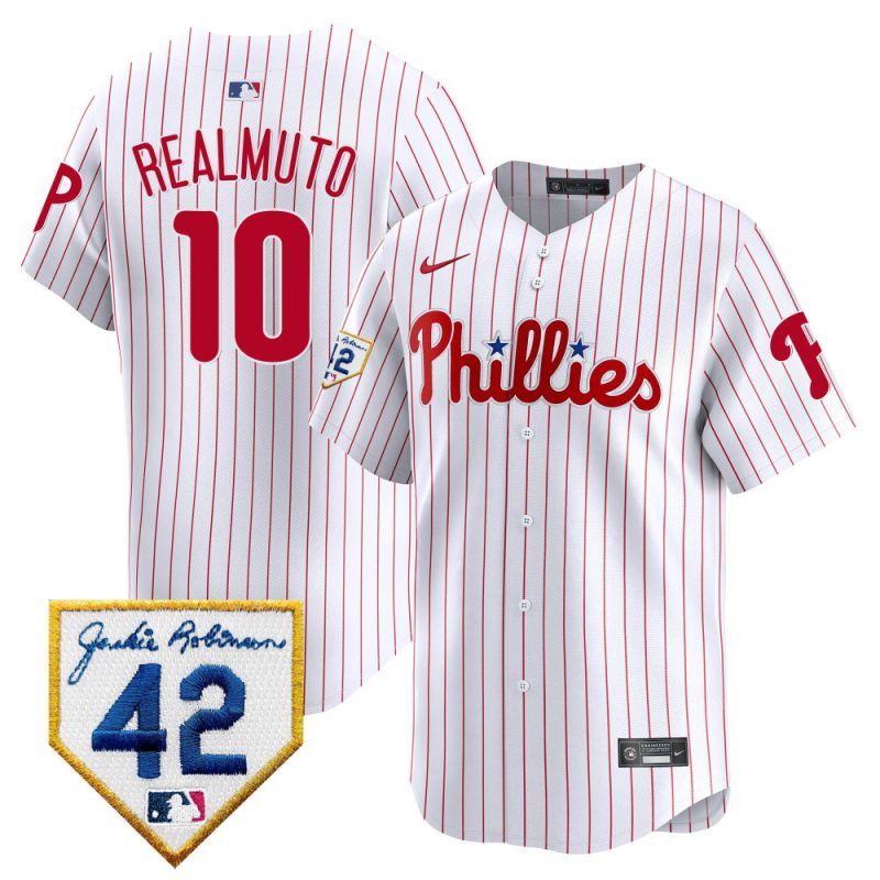 j t realmuto 10 philadelphia phillies 2024 jackie robinson patch men jersey white