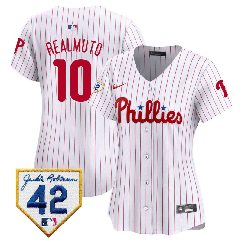 j t realmuto 10 philadelphia phillies 2024 jackie robinson patch women jersey white