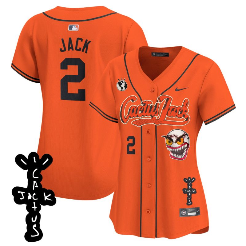 jack 2 houston astros cactus jack patch v2 women jersey orange